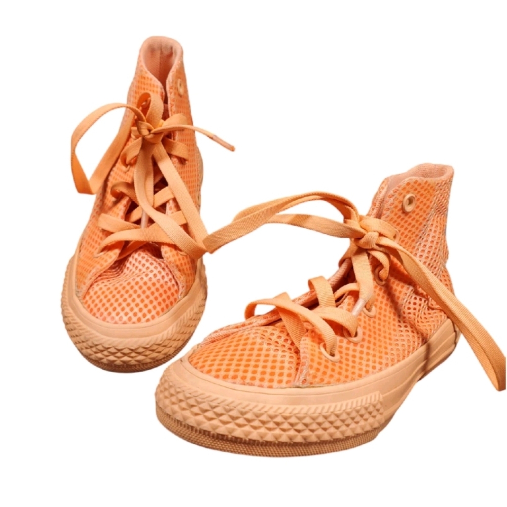 Converse Chuck Taylor All Star High Top Girls Size 11 Youth Orange Mesh Sneakers